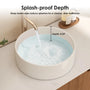 14 in. Round Ceramic Vessel Bathroom Sink in Glossy White / Stone Pattern Matte White