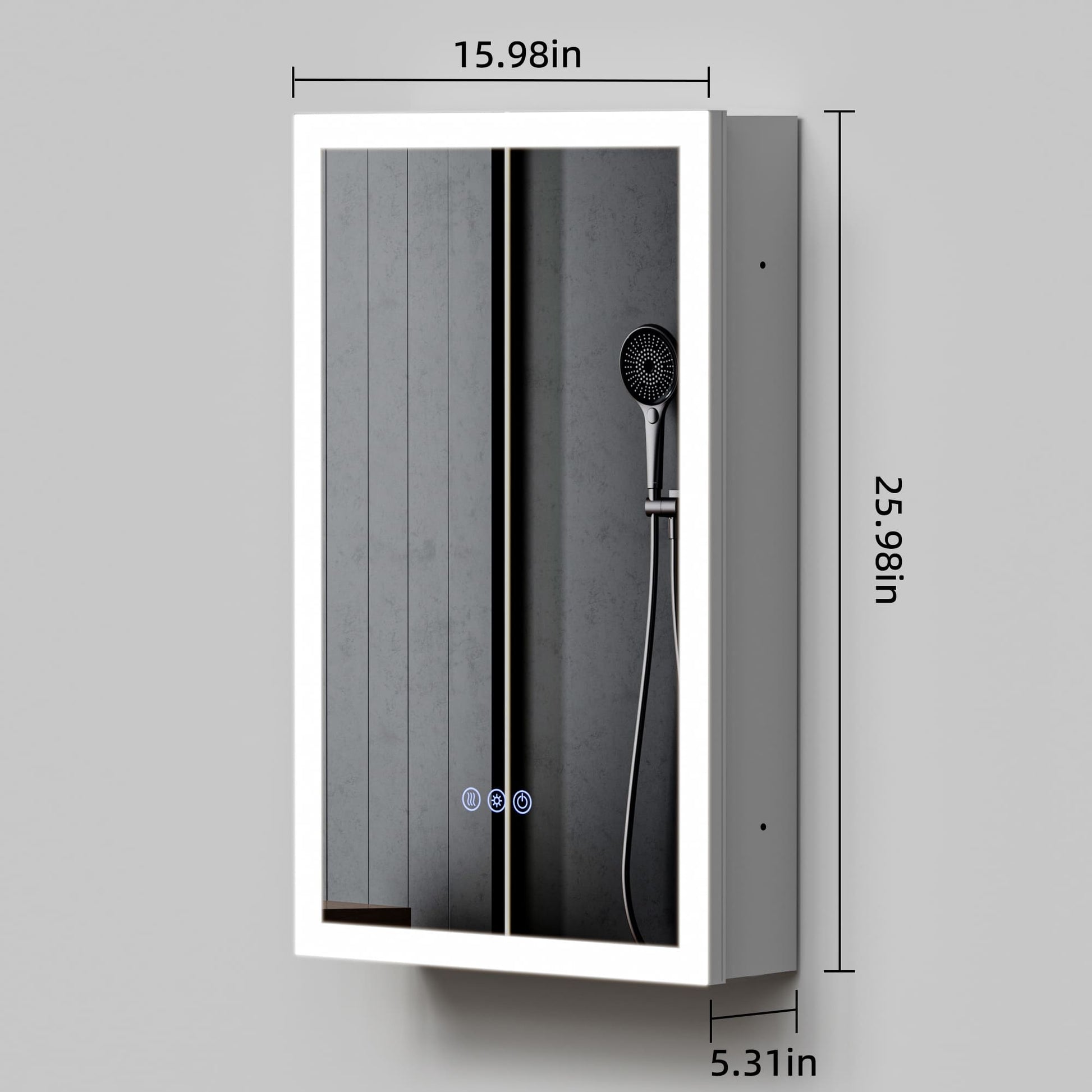 16" x 26" Aluminum Medicine Cabinet with LED Mirror, Anti-Fog, 3 Color Temperatures