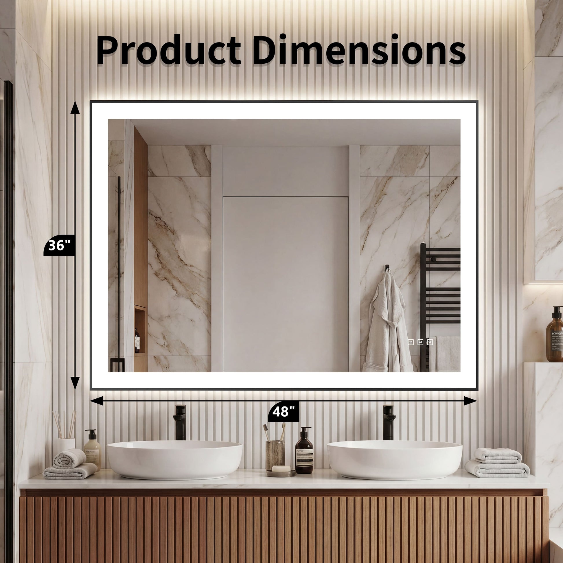 Dual Frame Layers LED Bathroom Mirror with Dual Light Strips