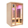 2-Person Hemlock Far Infrared Sauna with Bluetooth Audio, Reading Lights, Color Lighting and Exterior Lighting