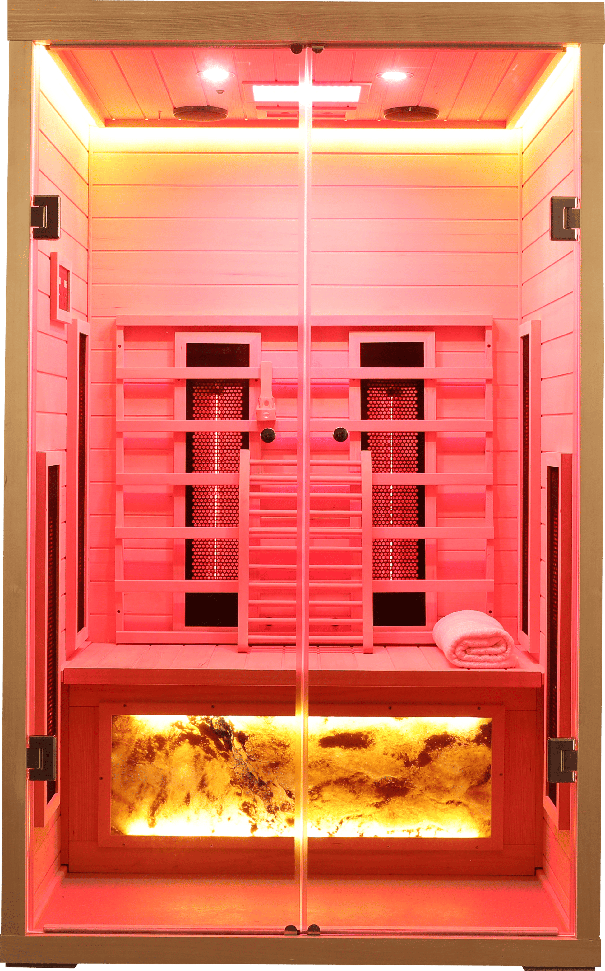 2-Person Low EMF Hemlock Far Infrared Sauna Room with 2 Doors and Digital Controls