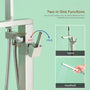 Single Handle Freestanding Tub Faucet with Hand Shower in Brushed Nickel