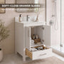 24" Freestanding Single Sink Bathroom Vanity with Solid Wood Frame & Engineered Stone Top
