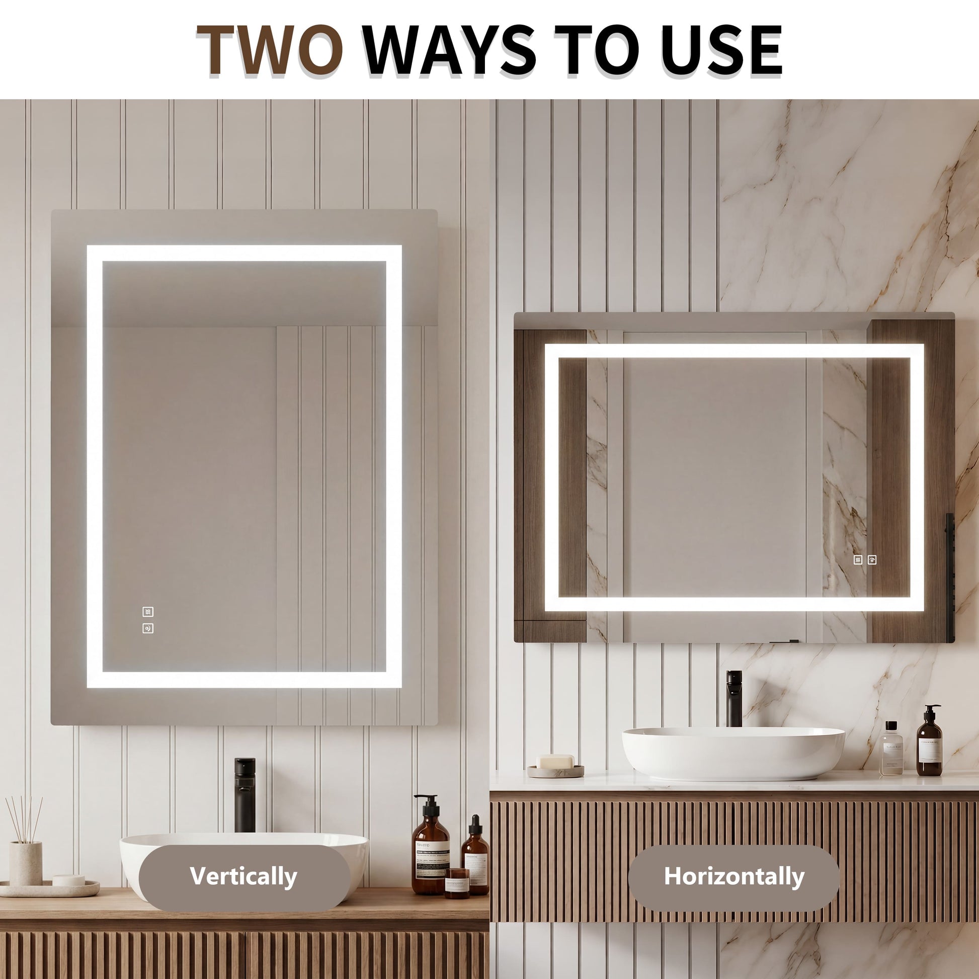 LED Front-Lighted Bathroom Mirror with Touch Dimming and Shadow Free Lighting