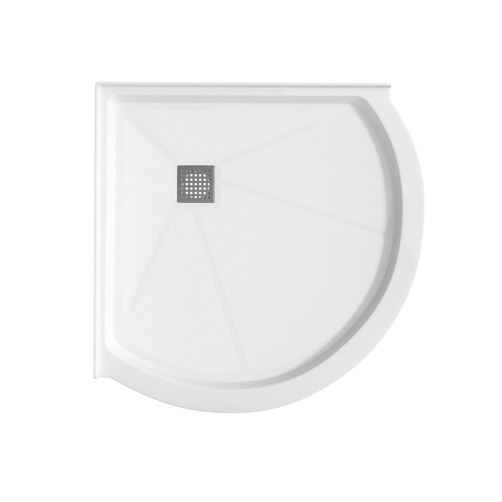 36" Gloss White SMC Quadrant Corner Shower Base with Center Drain