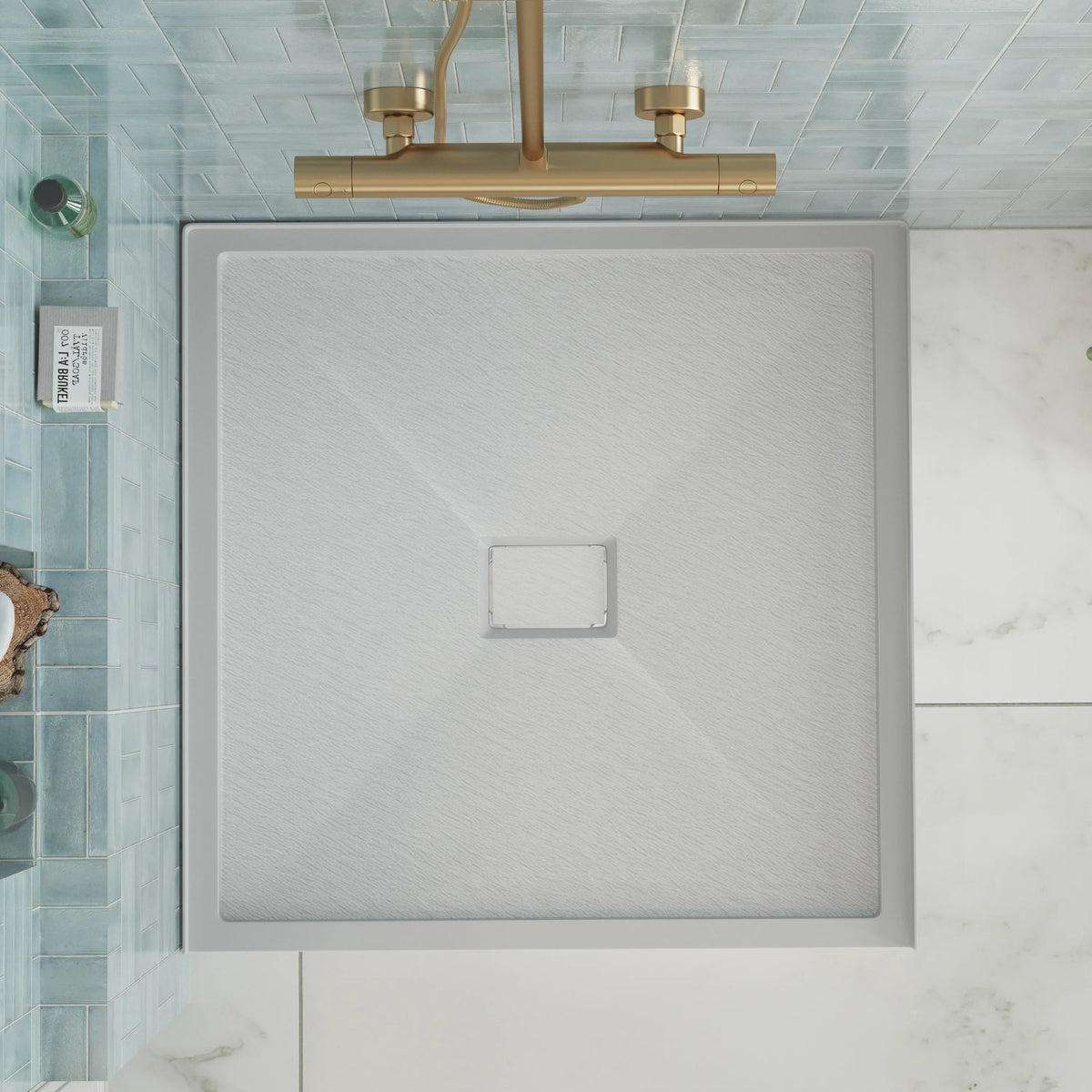 36"x36" Grey One-Piece SMC Shower Pan Base with Anti-Slip Texture