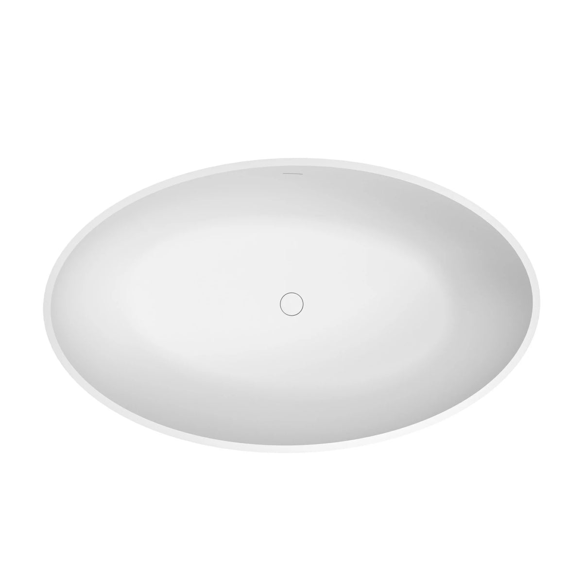 63" Modern Solid Surface Freestanding Soaking Bathtub with Sculptural Oval Design