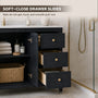 42" Matte Black Bathroom Vanity with Single Sink & Marble Top