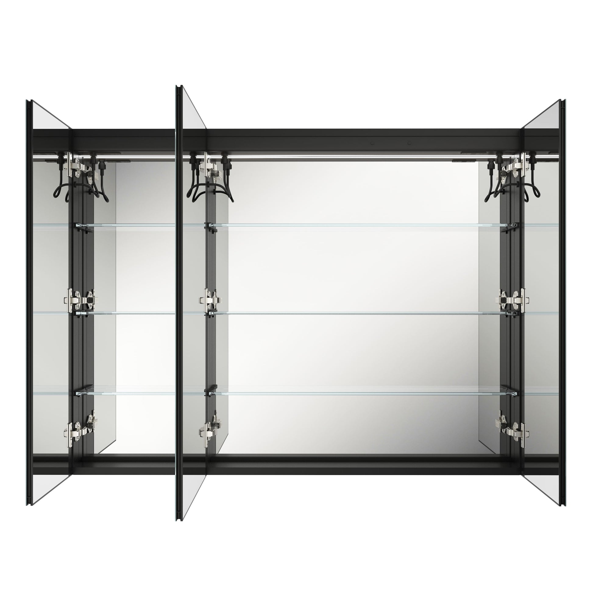 47"x36" 3 Doors Bathroom Medicine Cabinet with Anti Fog LED Mirrors