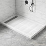 48"/60" x 30"/32"/36" White SMC Rectangular Shower Base with Non-Slip Texture, Left/Right Drain