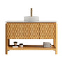 48" Freestanding Bathroom Vanity with Transparent Glass Vessel Sink and Carrara White Sintered Stone Top
