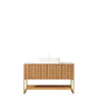 48" Woodgrain Freestanding Bathroom Vanity with White Ceramic Vessel Sink and Carrara White Sintered Stone Top