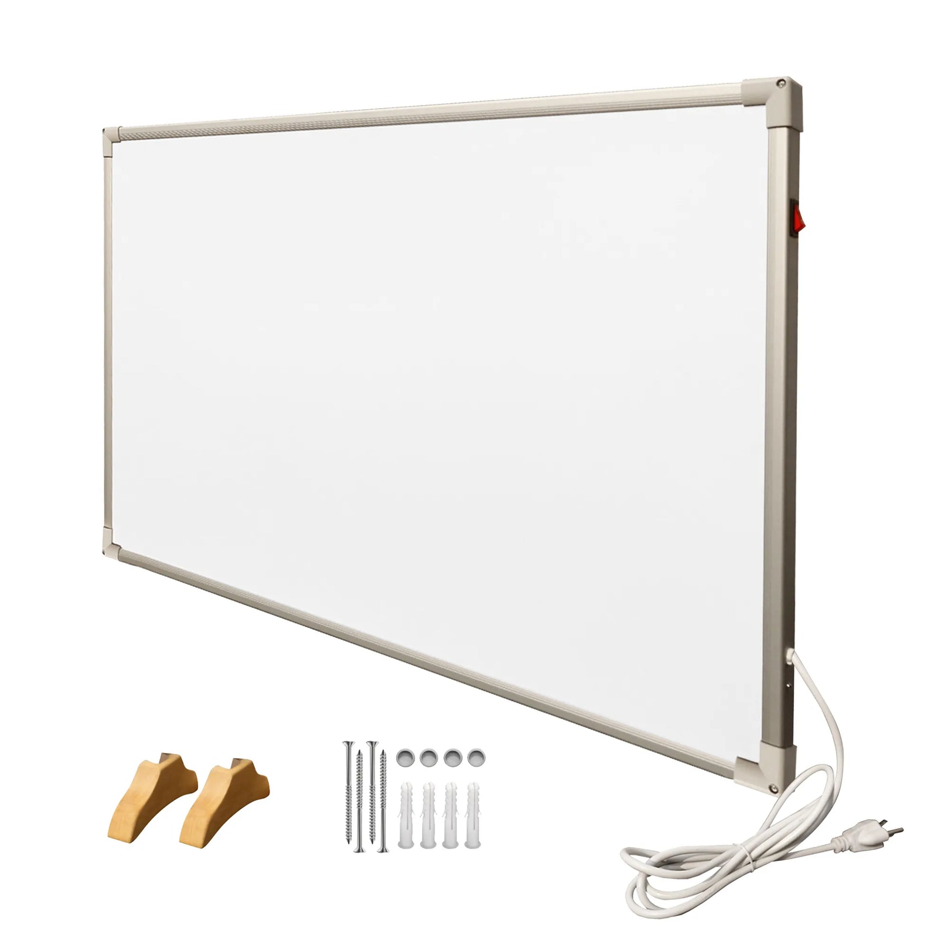 550W Graphene Wall-Mounted Electric Panel Heater with Wood Base and Stainless Steel Finish