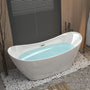 59" Gloss White Acrylic Double-Slipper Freestanding Bathtub with Chrome Overflow and Pop-Up Drain