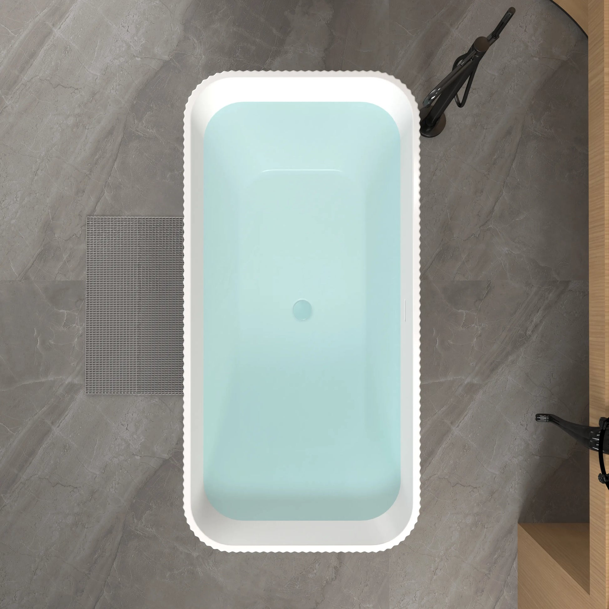 59" Gloss White Acrylic Freestanding Bathtub with Chrome Pop-Up Drain
