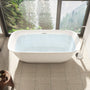 59 in./67 in. Glossy White Acrylic Freestanding Soaking Bathtub with Sculpted Curves, Overflow and Adjustable Feet