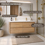 60" Wall-mount Double Sink Bathroom Vanity with Marble Top