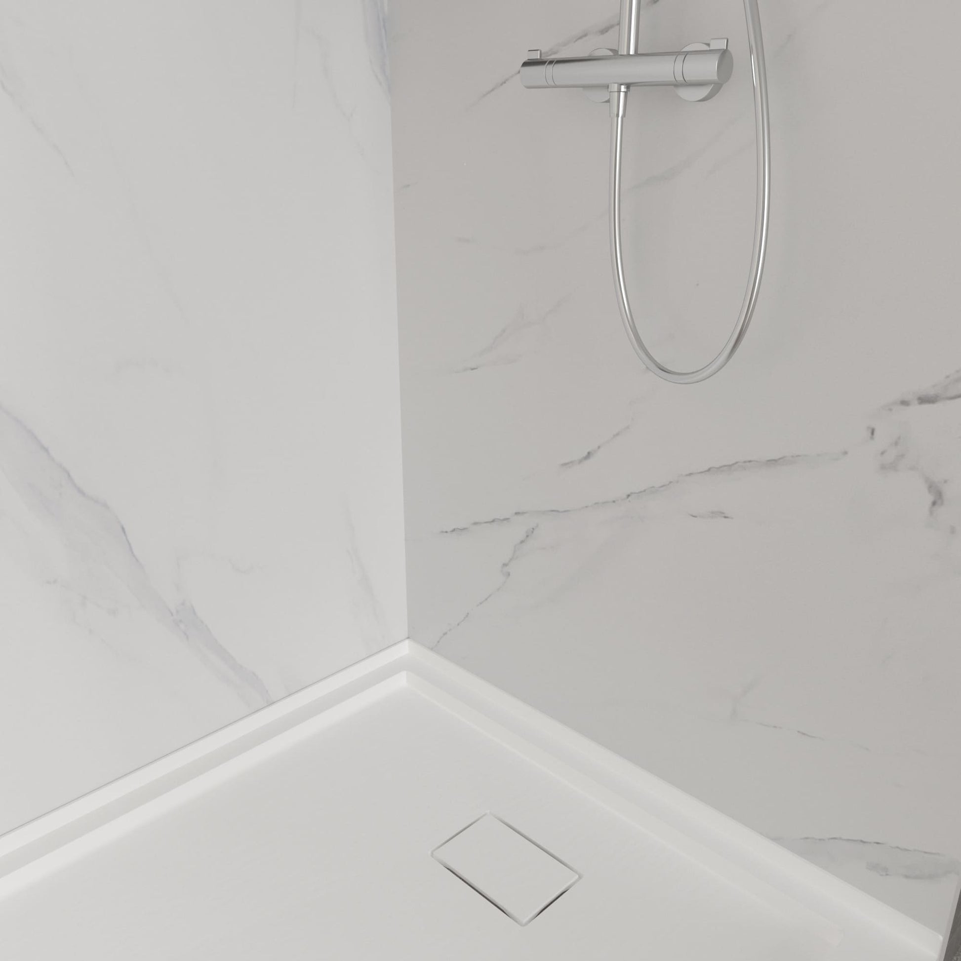 60"x36"x96" SMC Shower Wall Panel Kit in Calacatta/Carrara Finish with Grout-Free Matte Surface