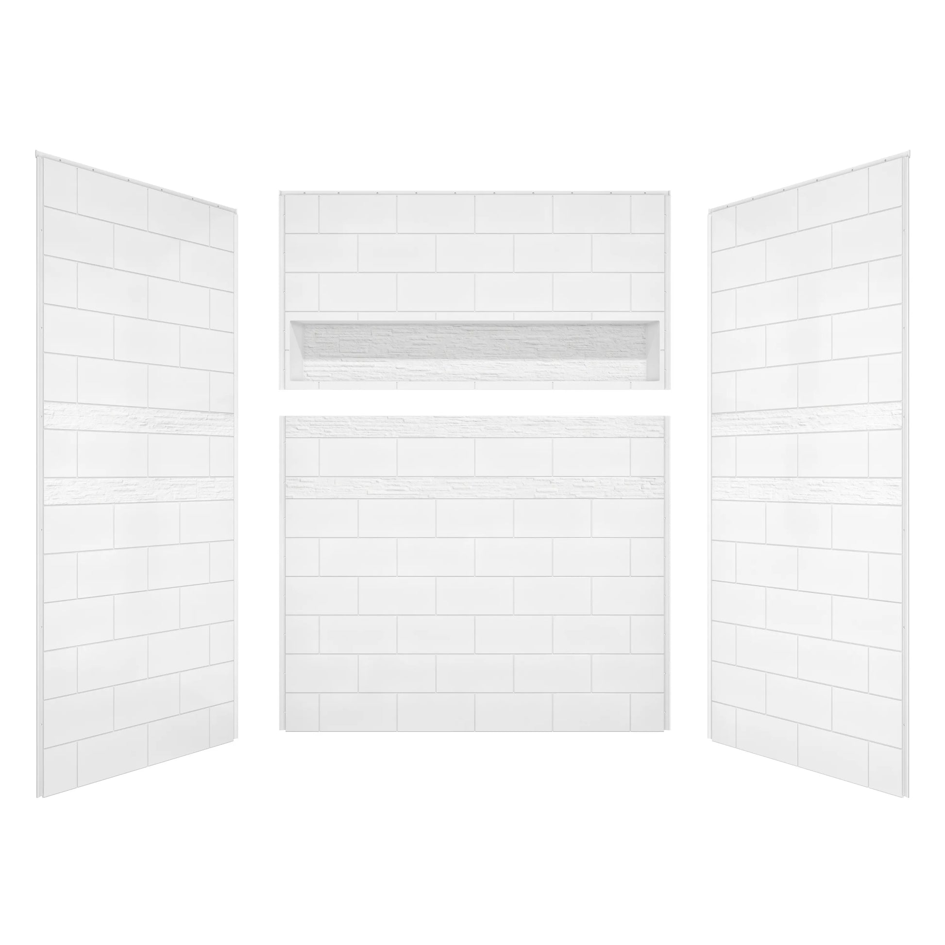 60" x 32"/36" x 78" 2-Size Gloss White SMC Shower Wall Panels with Integrated Niche