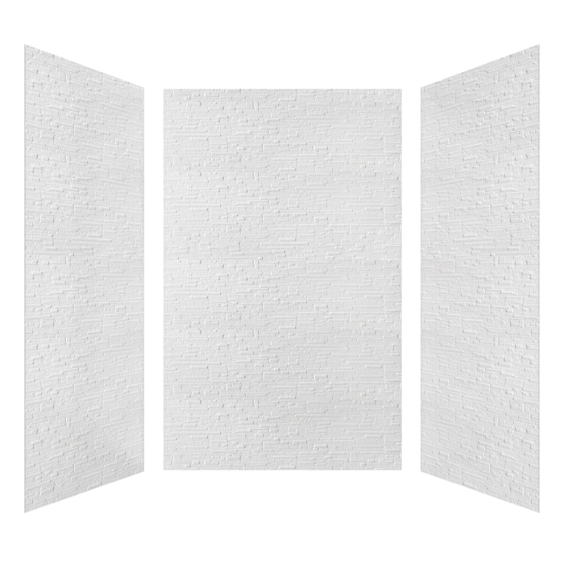 60" x 36" x 75"/96" 2-Size Matte White SMC Small Brick Texture Shower Wall Panels