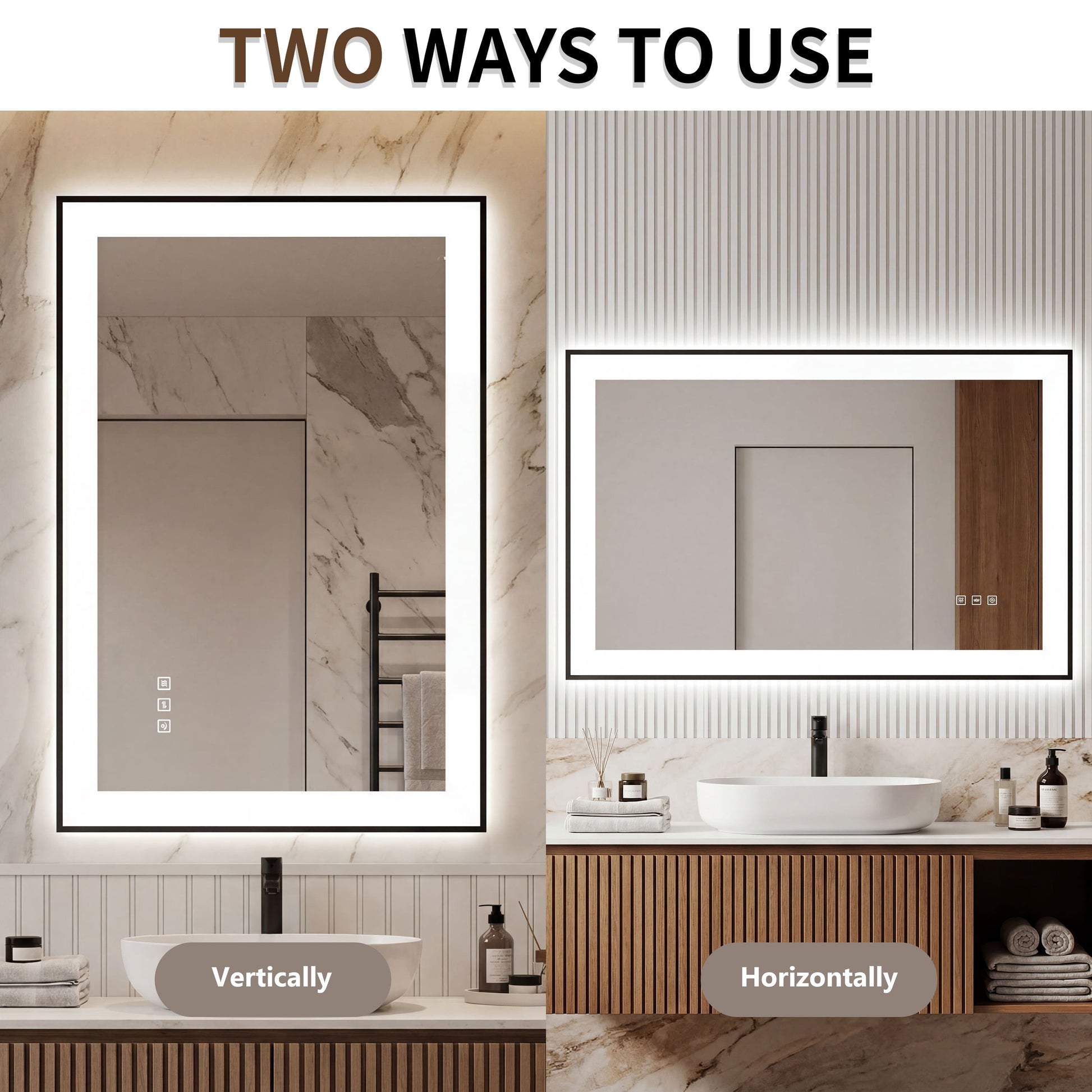 Dual Frame Layers LED Bathroom Mirror with Dual Light Strips
