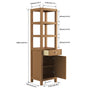 71" Height White Oak Grain Tall Bathroom Side Cabinet with Open Shelves and Drawer