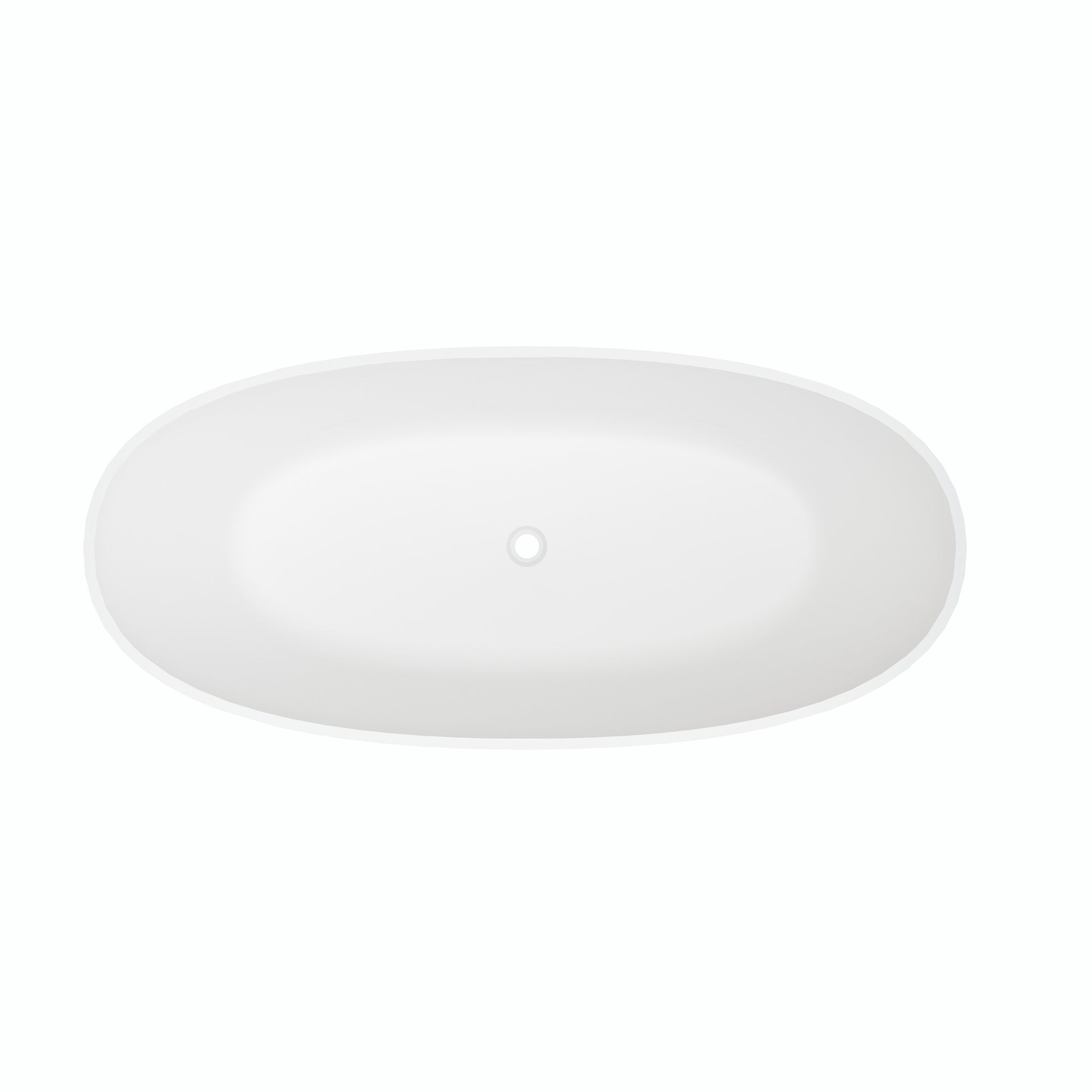 65" Freestanding Oval Solid Surface Soaking Bathtub in Emerald-Green with Center Drain & Overflow