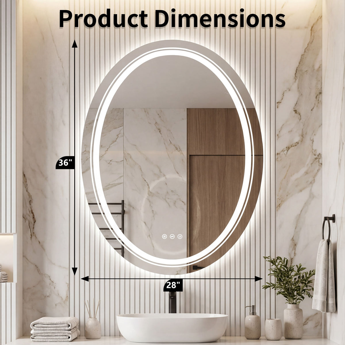 Oval Dual LED Bathroom Mirror with Front and Backlit Ambient Lighting