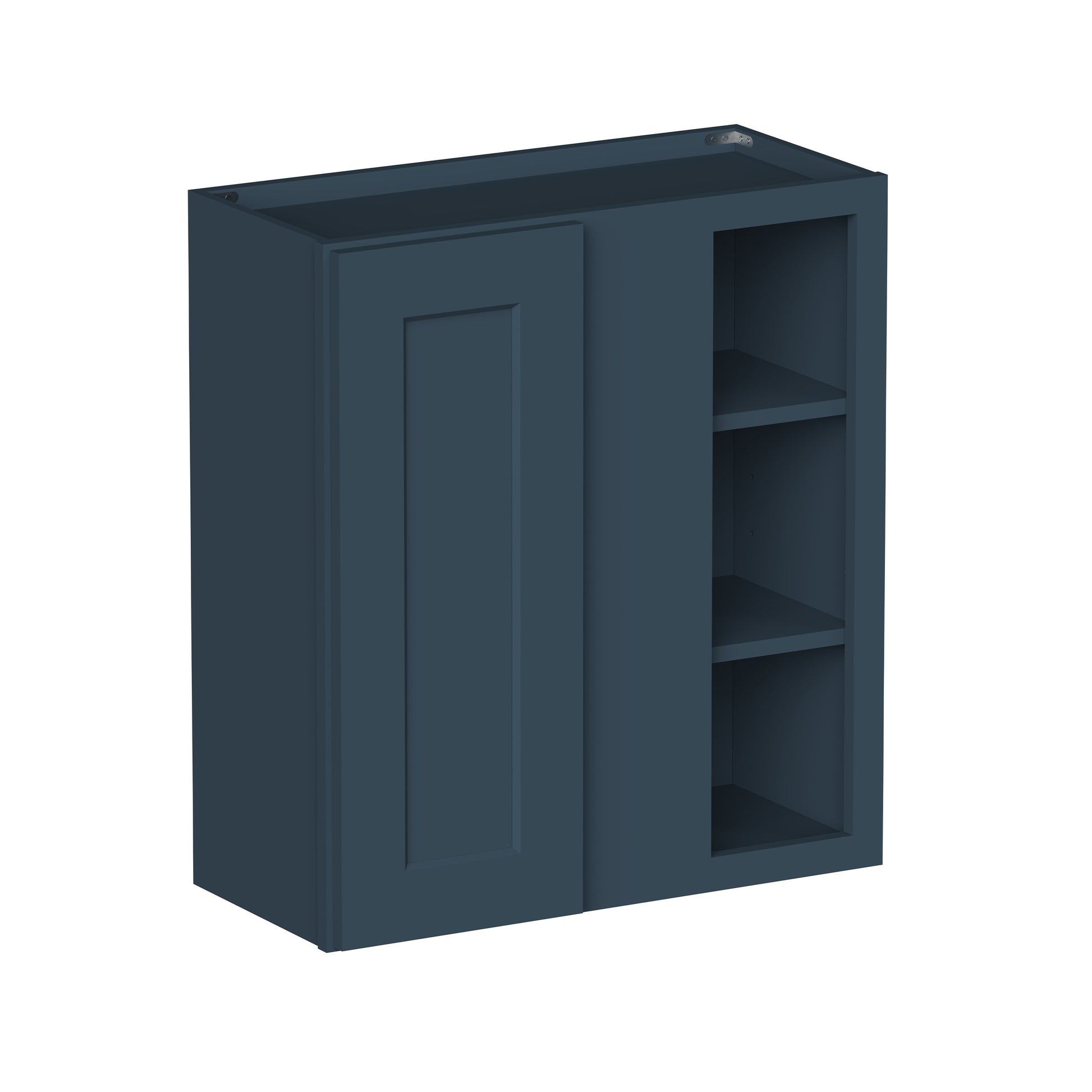 Cyber Grey RTA 27"W x 12"D x 30"/36"/42"H Standard Corner Wall Cabinet with Door and Shelves