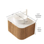 Floating Bathroom Vanity with Curved Edges, Fluted Drawer Fronts, Carrara Sintered Stone Top and Round Ceramic Vessel Sink, Natural Woodgrain / Dark Walnut