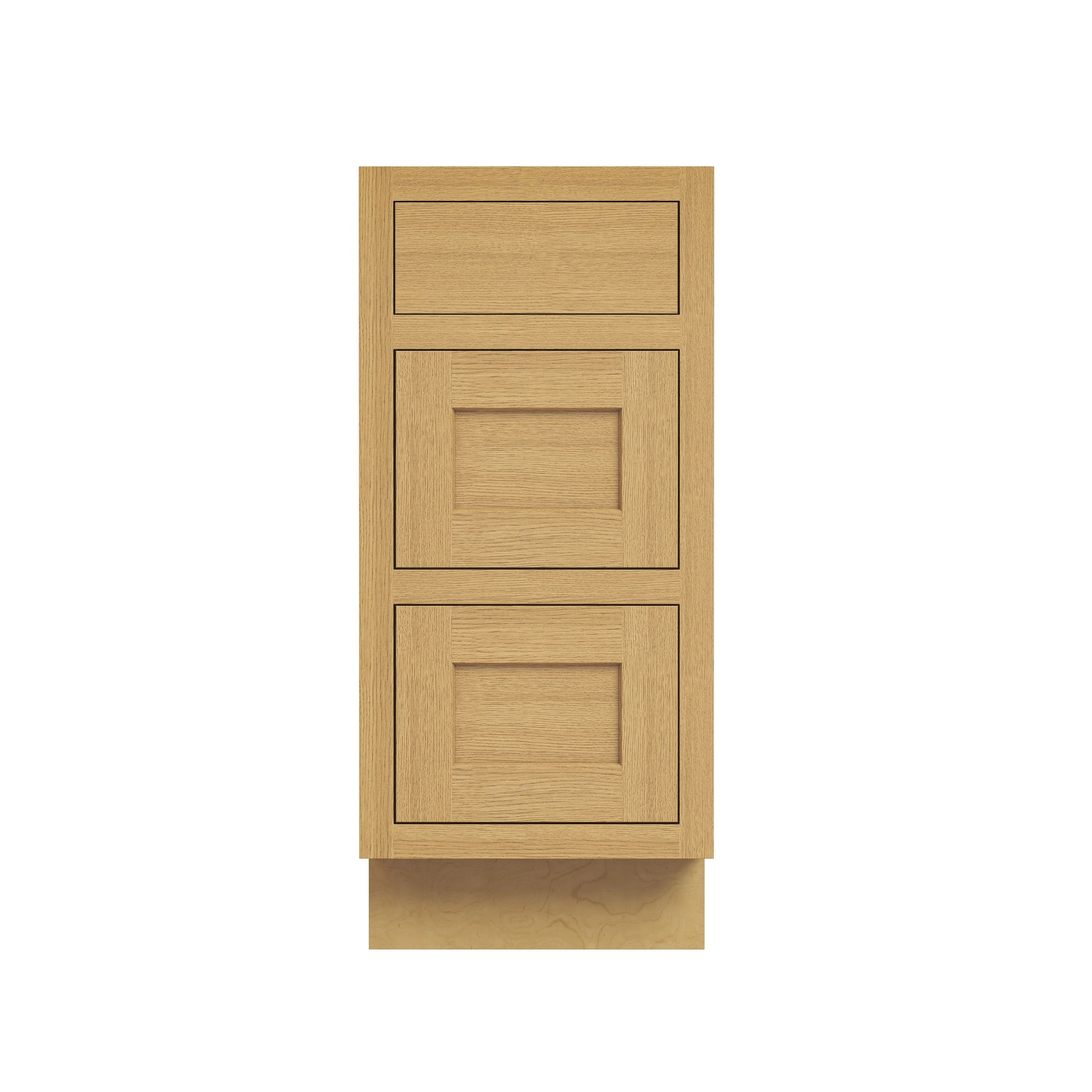 Inset Hazelnut Oak RTA 12-36"W x 34.5"H x 25"D 9-Size Base Cabinet with 3 Drawers