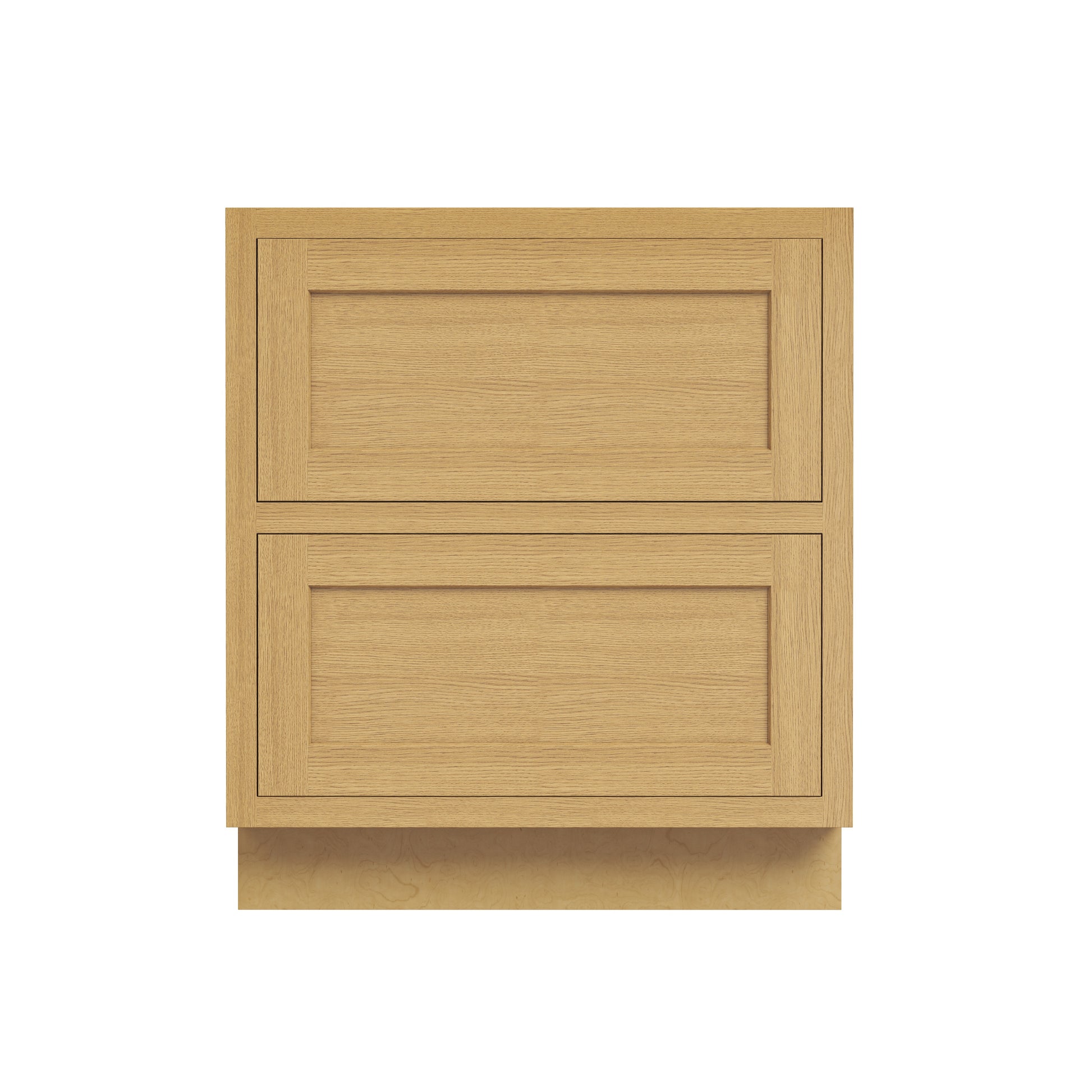 Inset Hazelnut Oak RTA 24-30"W x 34.5"H x 25"D 2-Size Base Cabinet with 2 Drawers