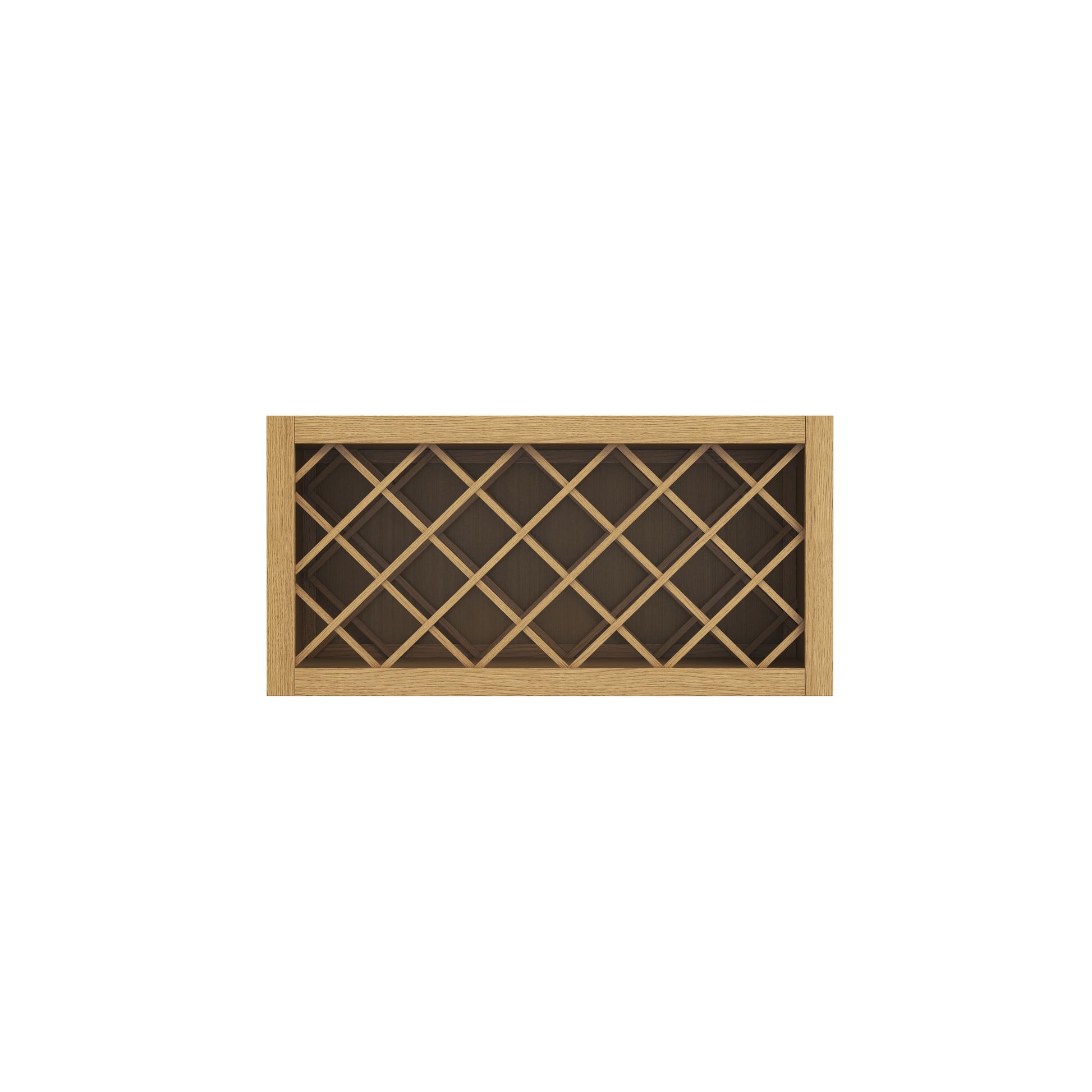 Inset Hazelnut Oak RTA 24-36"W x 15-30"H x 13.5"D 5-Size Diamond Lattice Wine Grid Wall Rack Cabinet