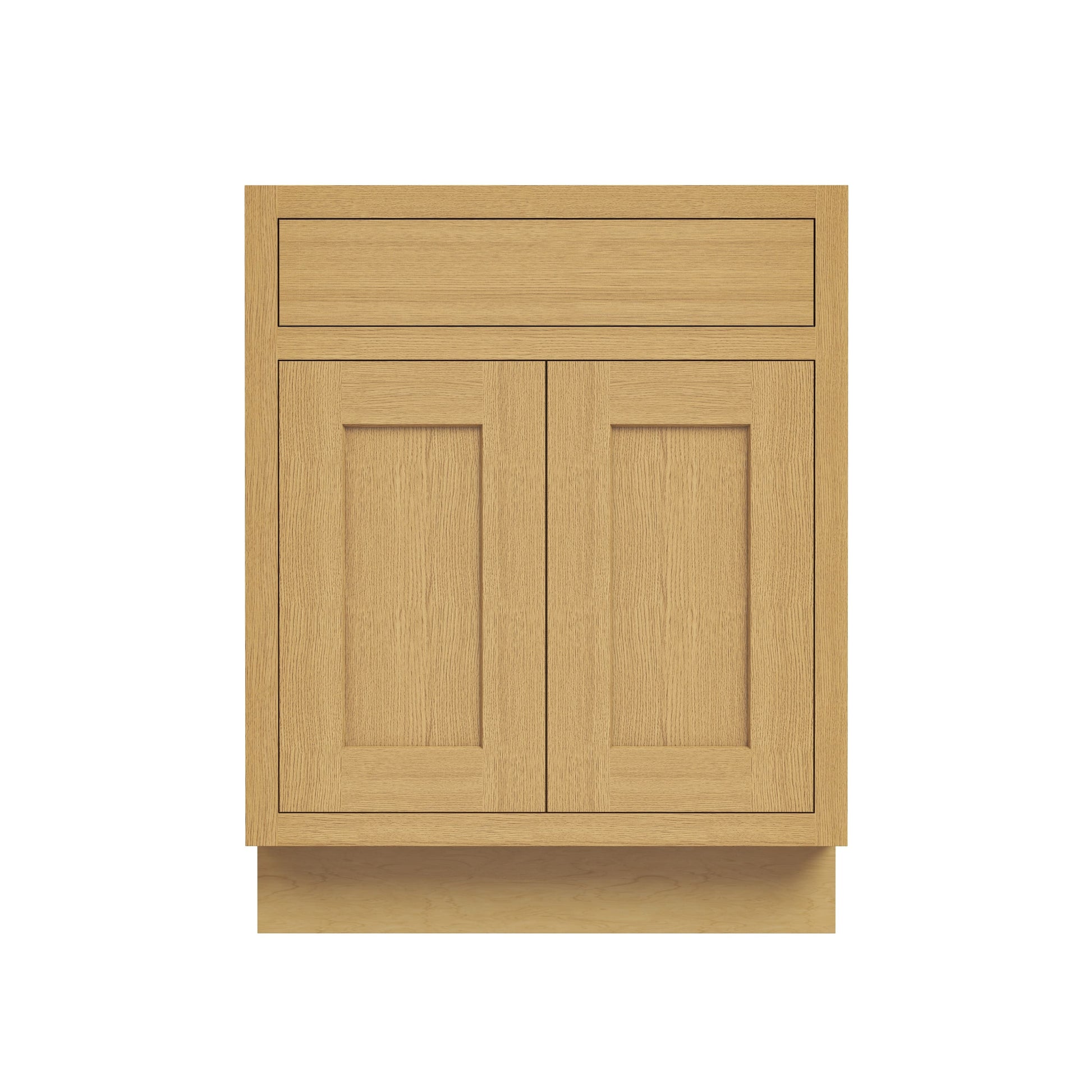 Inset Hazelnut Oak RTA 24-36"W x 34.5"H x 25"D 5-Size Sink Base Cabinet with 2 Doors and 1 False Drawer