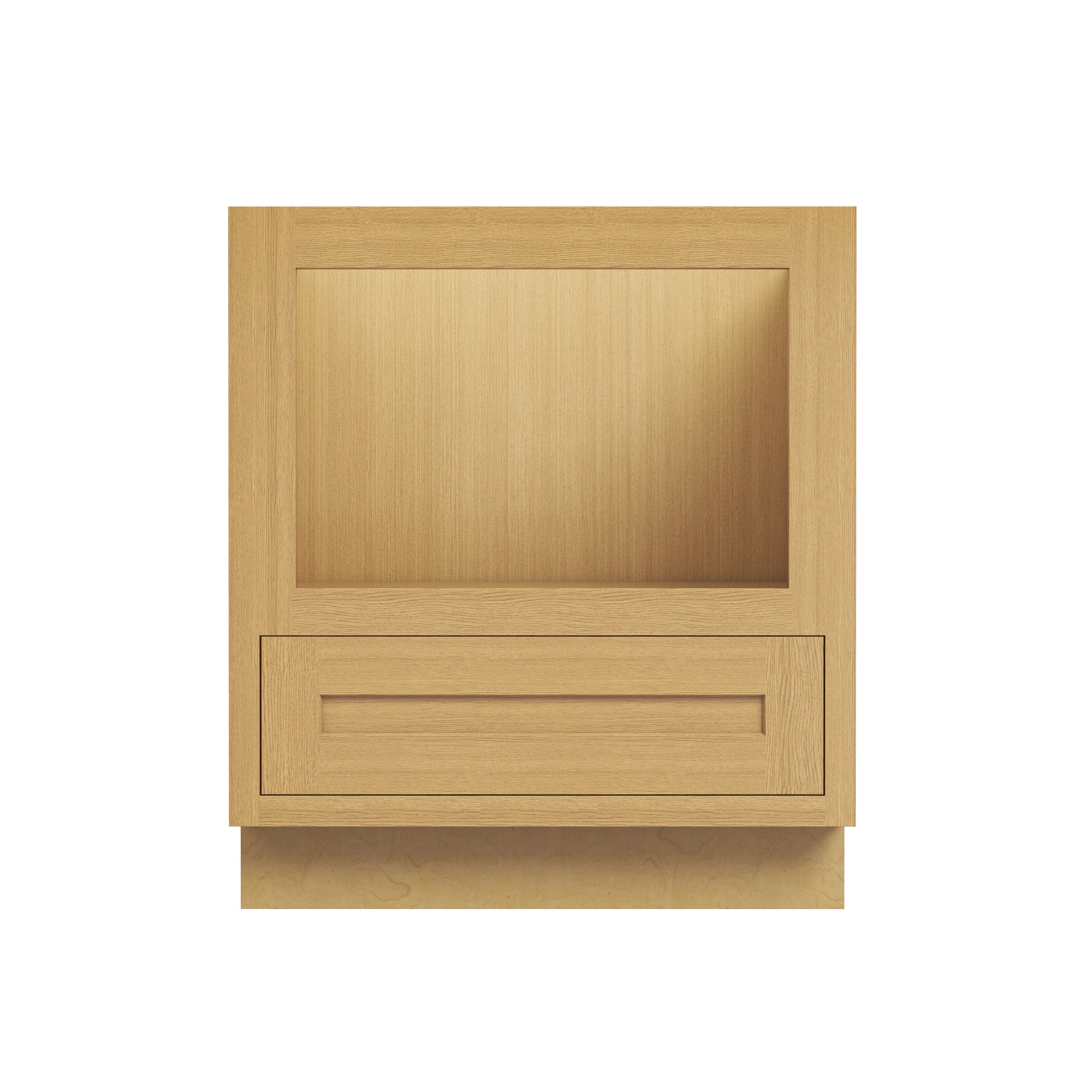 Inset Hazelnut Oak RTA 27-30"W x 34.5"H x 25"D 2-Size Drawer Base Cabinet with Microwave Opening