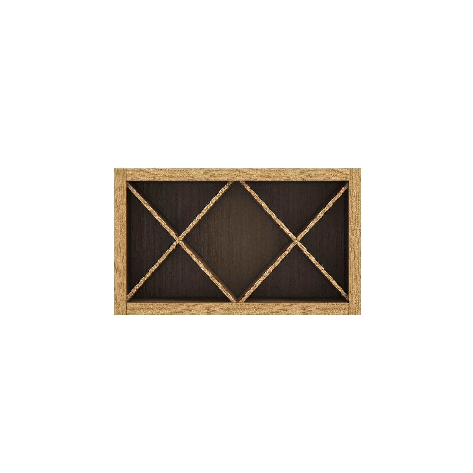 Inset Hazelnut Oak RTA 30-36"W x 15-18"H x 13.5"D 4-Size X-Shaped Wine Grid Wall Rack Cabinet