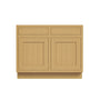 Inset Hazelnut Oak RTA 39-42"W x 34.5"H x 25"D 2-Size Double Drawers Base Cabinet with 2 Doors