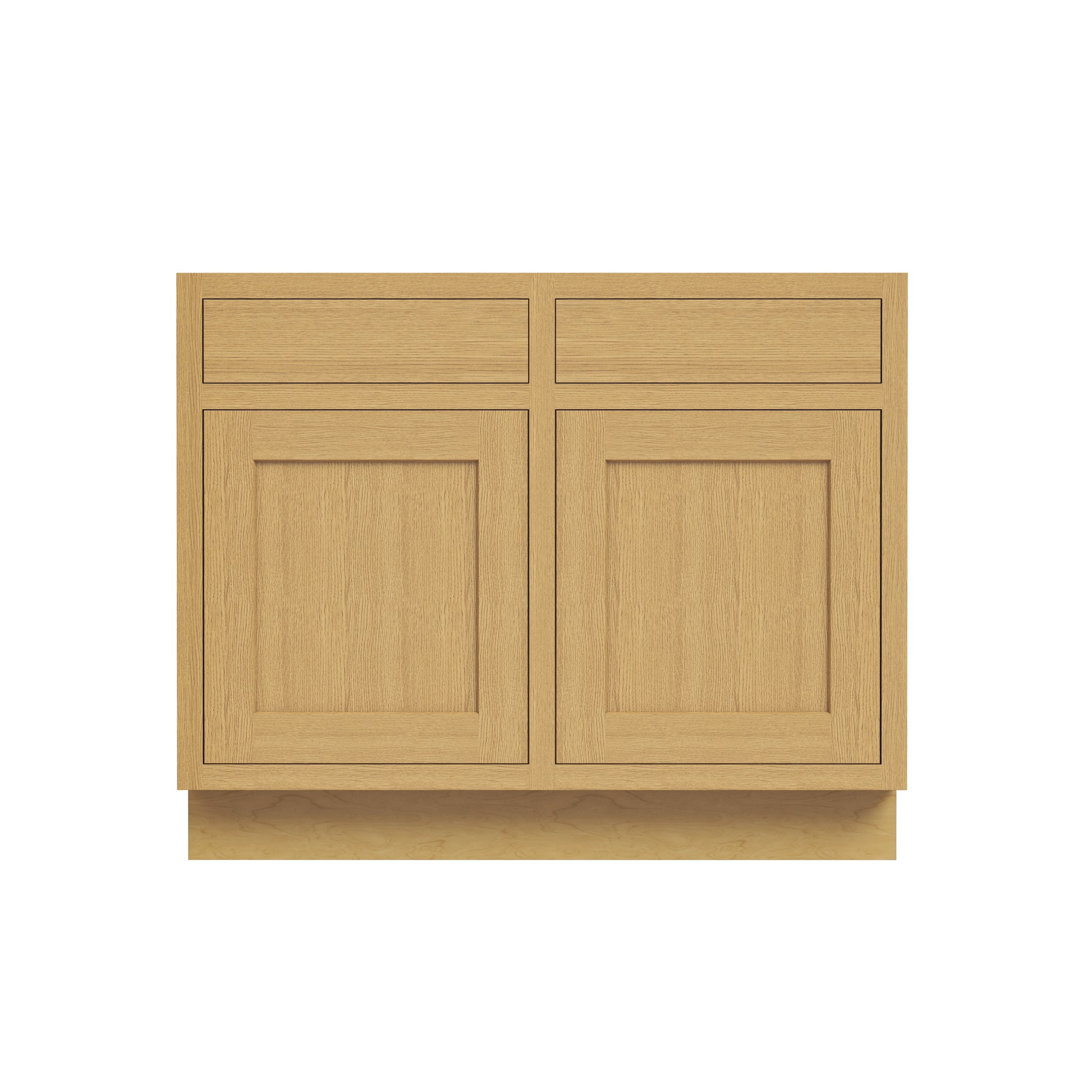 Inset Hazelnut Oak RTA 39-42"W x 34.5"H x 25"D 2-Size Double Drawers Base Cabinet with 2 Doors
