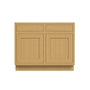 Inset Hazelnut Oak RTA 39-42"W x 34.5"H x 25"D 2-Size Sink Base Cabinet with 2 Doors and 2 False Drawers