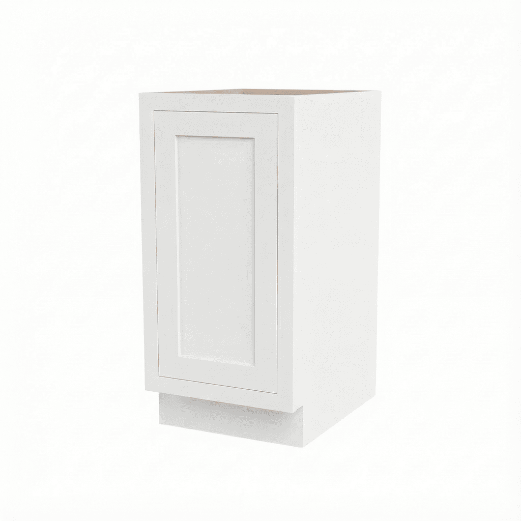 Inset Origami White RTA 12-21"W x 34.5"H x 25"D 4-Size Full Height Single Door Base Cabinet