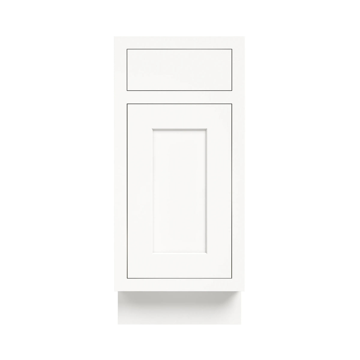 Inset Origami White RTA 12-21"W x 34.5"H x 25"D 4-Size Single Drawer Base Cabinet with 1 Door