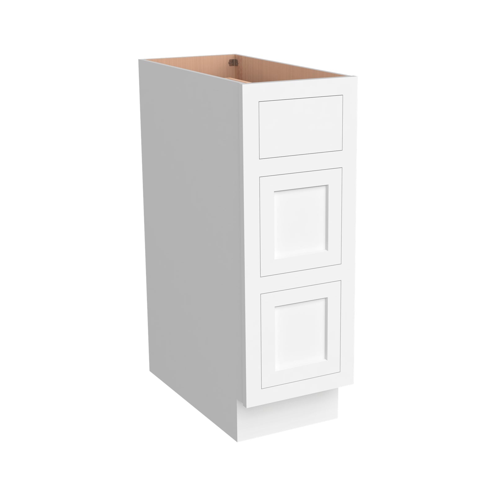 Inset Origami White RTA 12-36"W x 34.5"H x 25"D 9-Size Base Cabinet with 3 Drawers