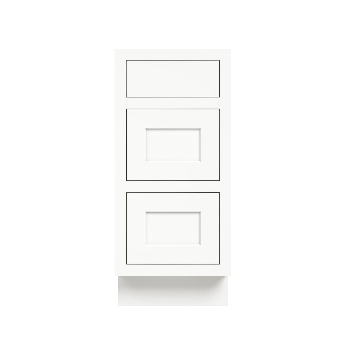Inset Origami White RTA 12-36"W x 34.5"H x 25"D 9-Size Base Cabinet with 3 Drawers
