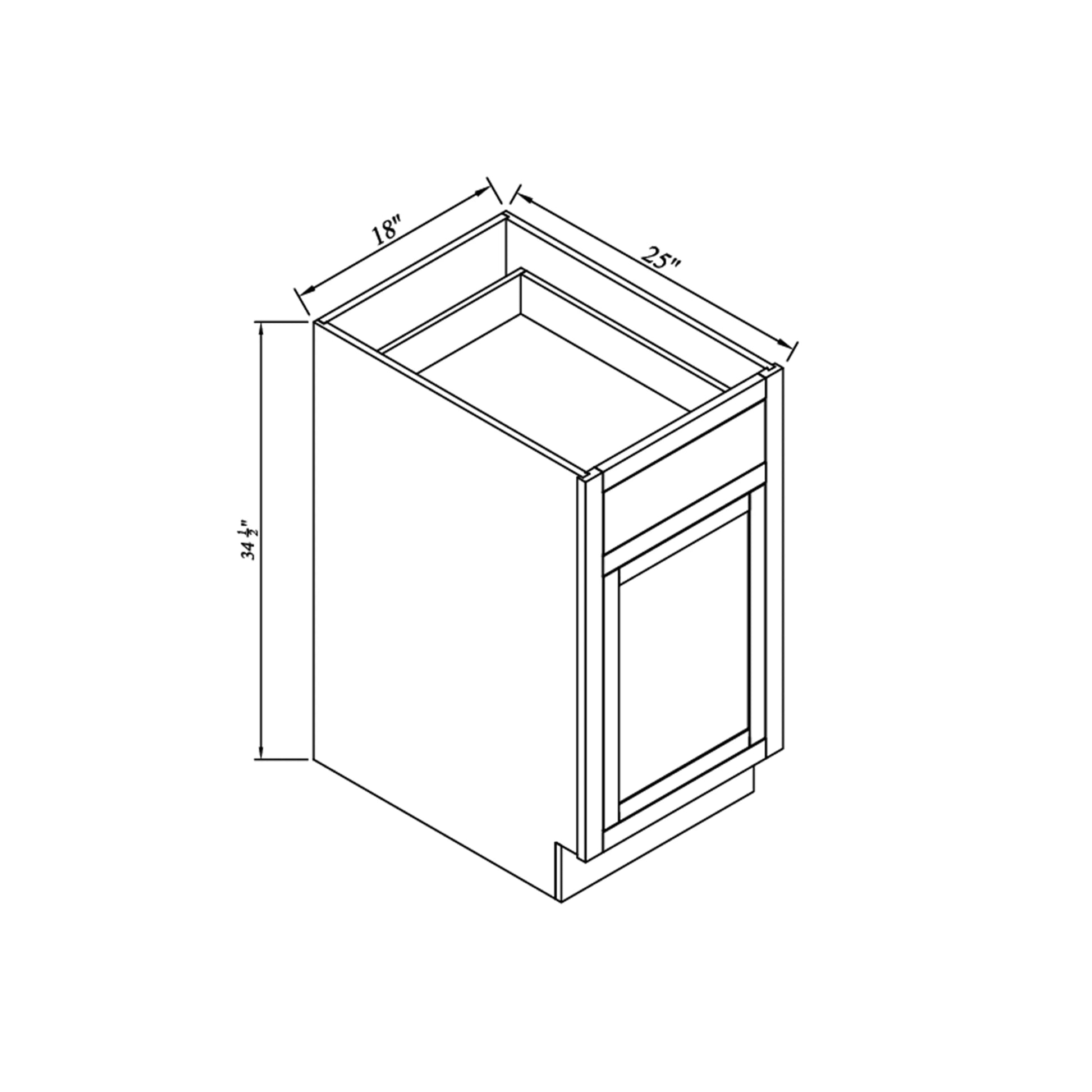 Inset Origami White RTA 18"W x 34.5"H x 25"D Base Waste Basket Cabinet with 2 Bins