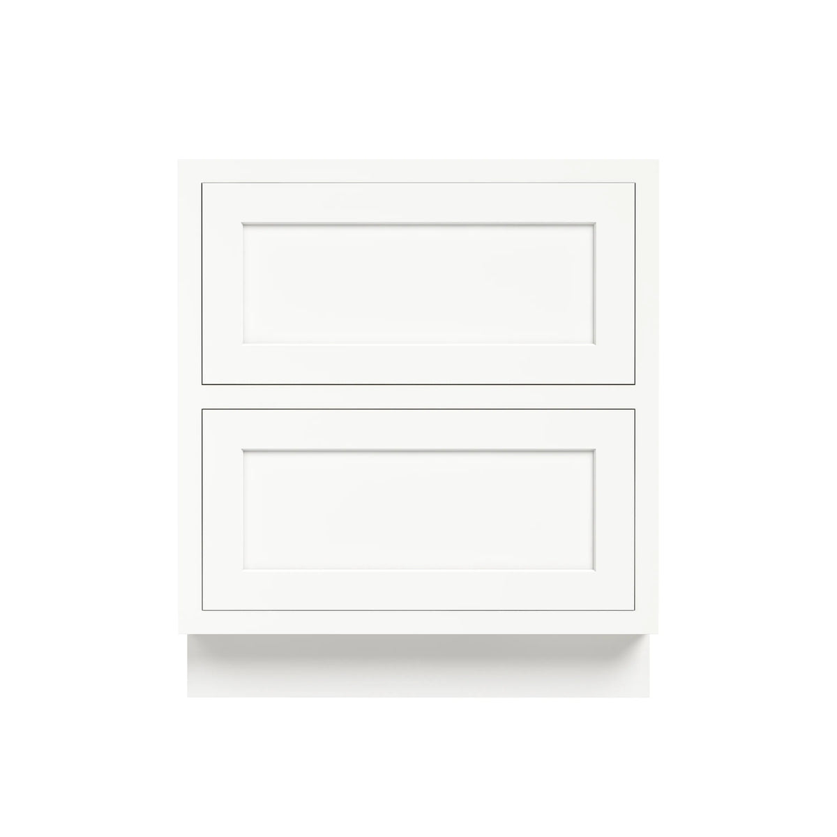 Inset Origami White RTA 24-30"W x 34.5"H x 25"D 2-Size Base Cabinet with 2 Drawers
