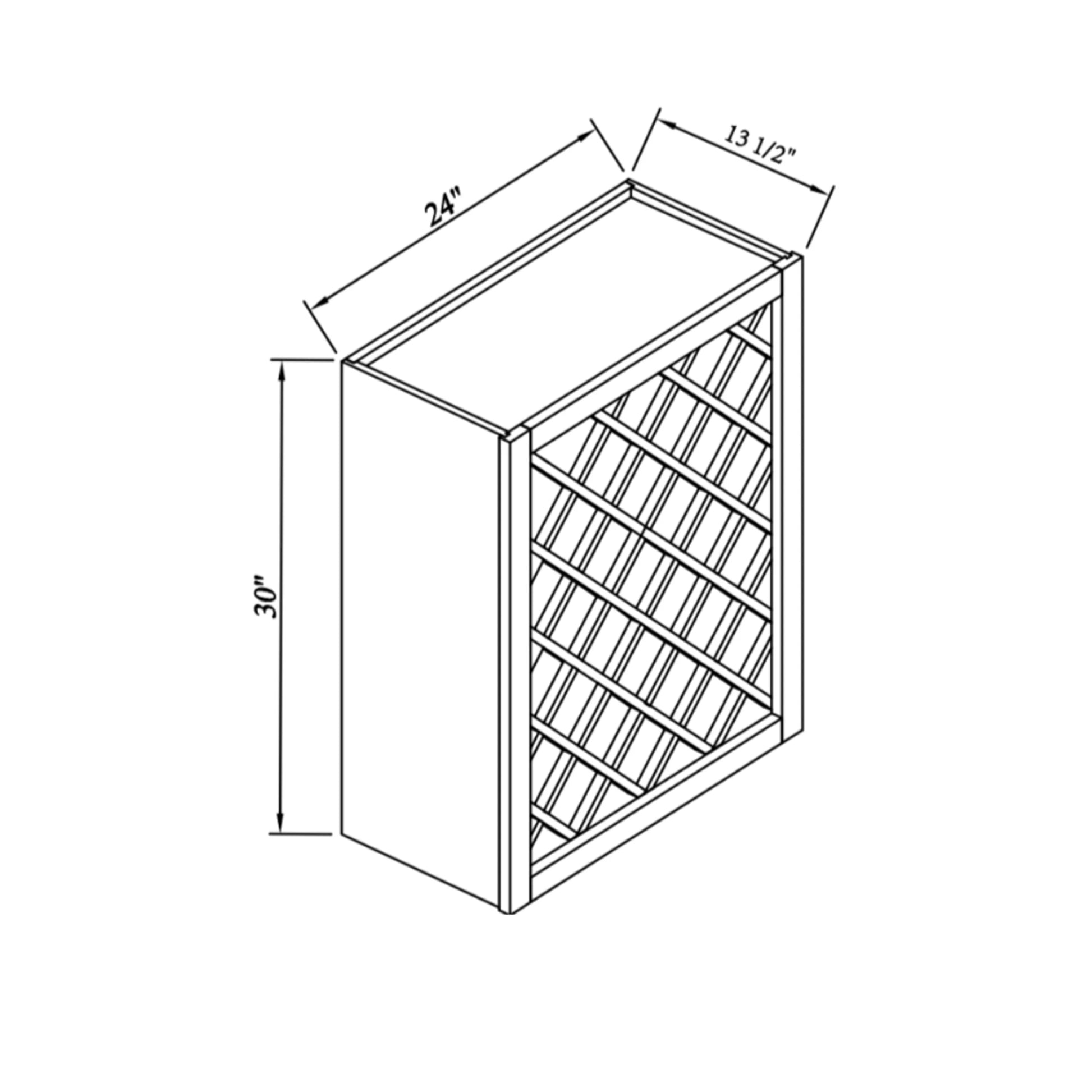 Inset Origami White RTA 24-36"W x 15-30"H x 13.5"D 5-Size Diamond Lattice Wine Grid Wall Rack Cabinet