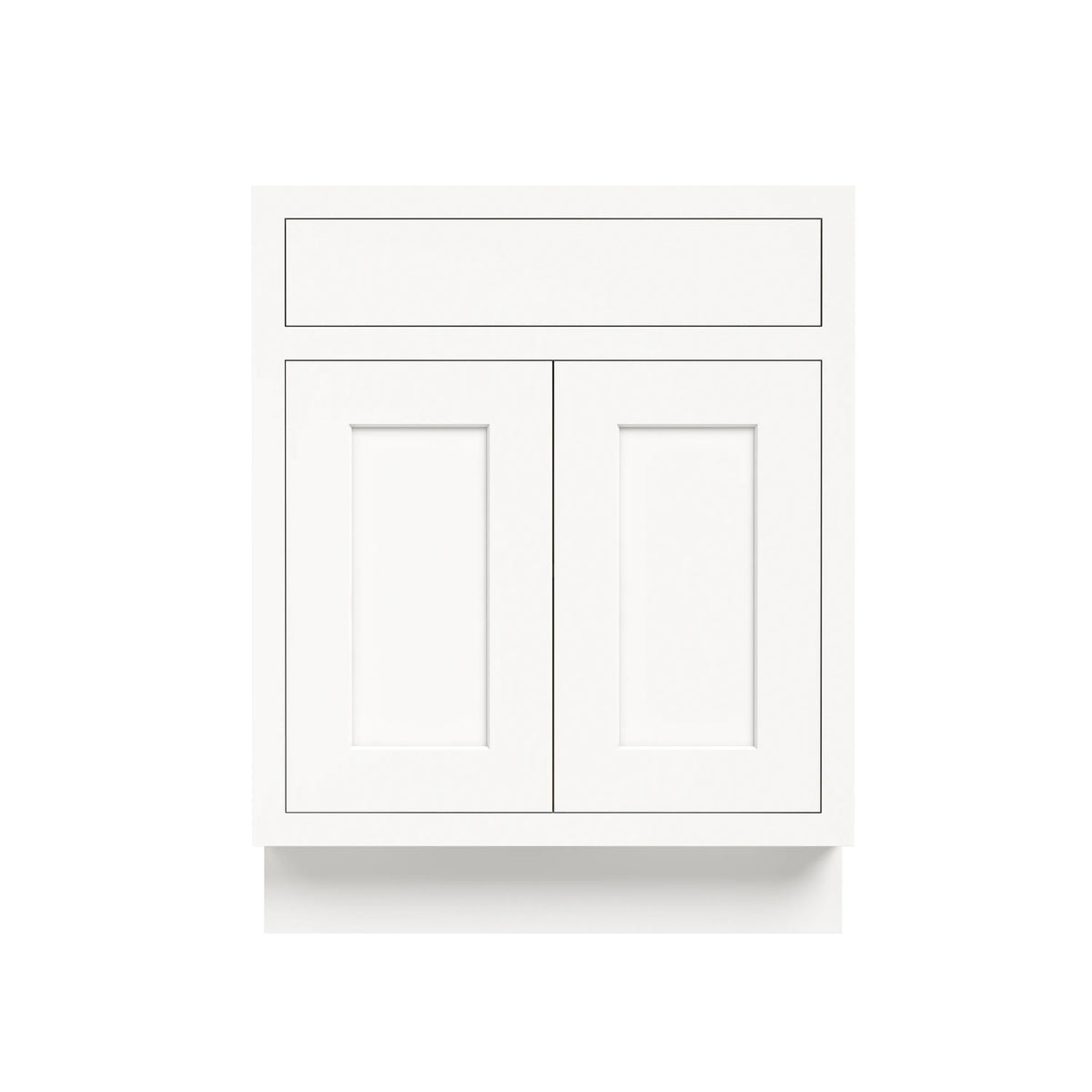 Inset Origami White RTA 24-36"W x 34.5"H x 25"D 5-Size Single Drawer Base Cabinet with 2 Doors