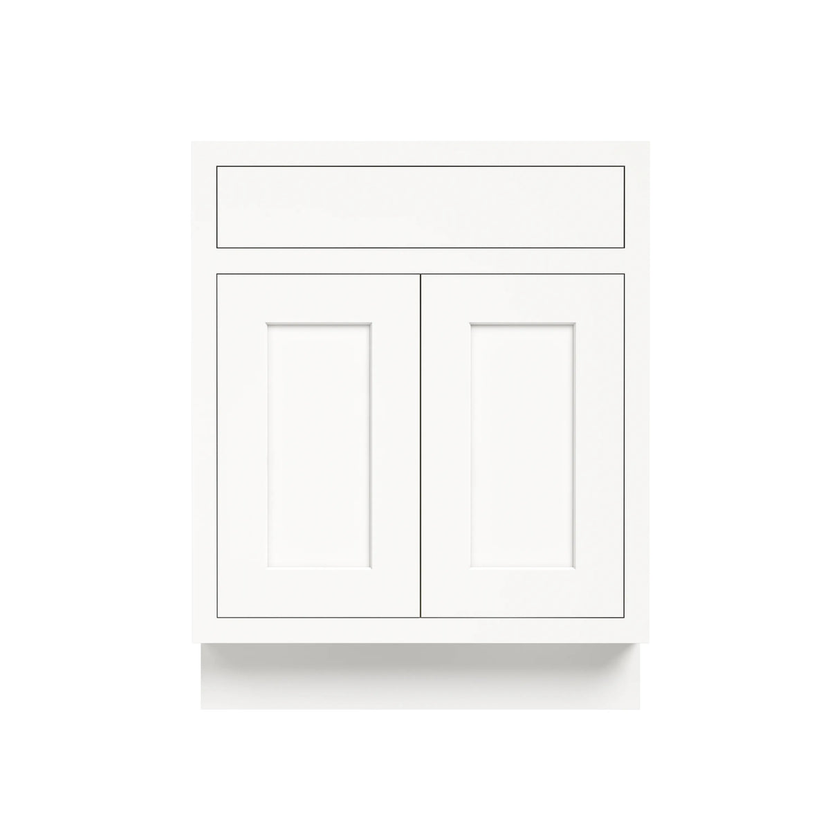 Inset Origami White RTA 24-36"W x 34.5"H x 25"D 5-Size Sink Base Cabinet with 2 Doors and 1 False Drawer