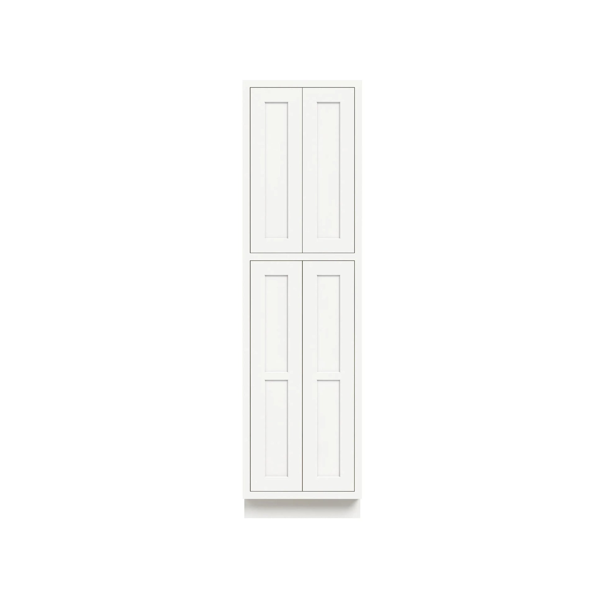 Inset Origami White RTA 24-36"W x 84-96"H x 25"D 9-Size Pantry Cabinet with 4 Doors and 4 Shelves