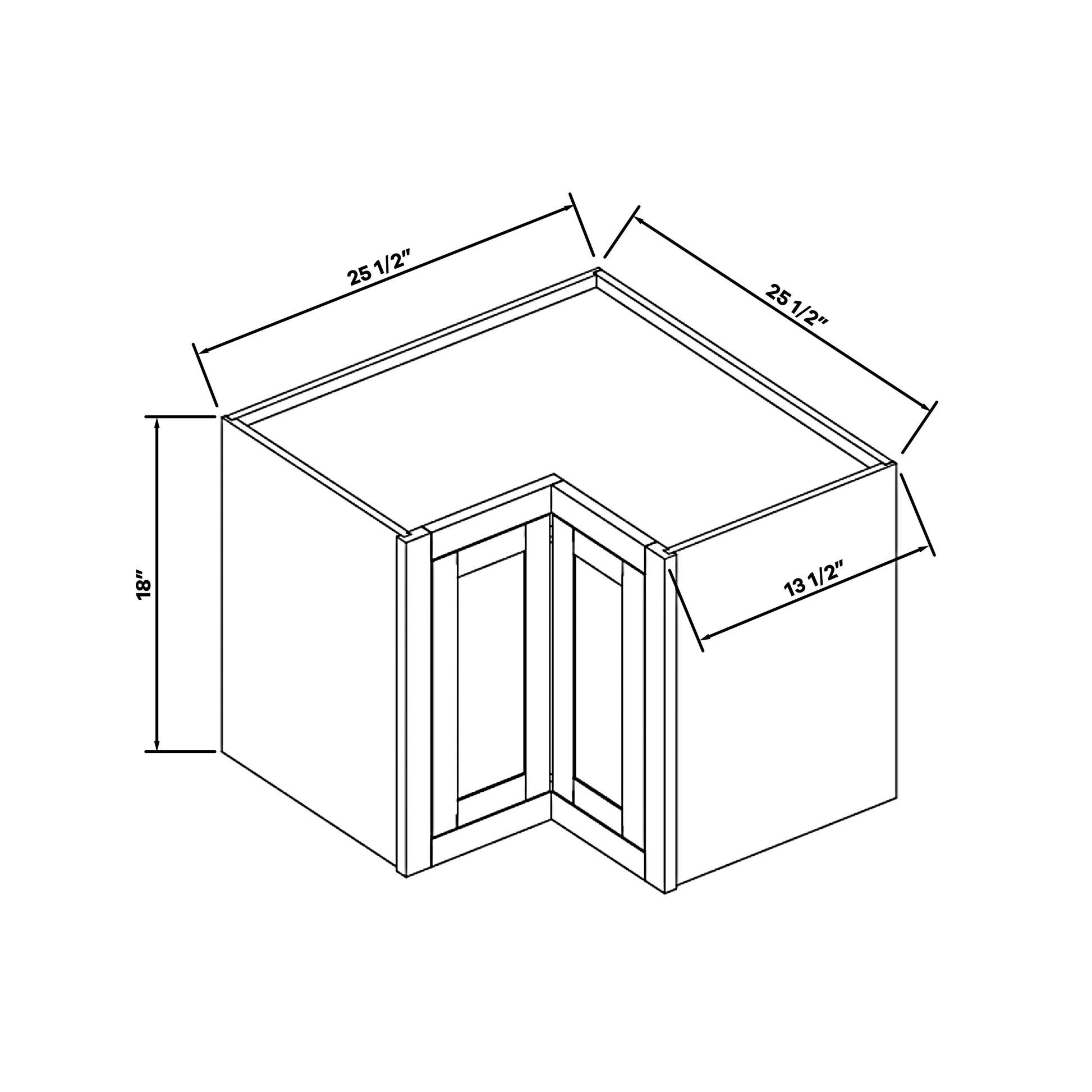 Inset Origami White RTA 25.5"W x 18-42"H x 13.5"D 3-Size Easy Reach Wall Cabinet with 2-3 shelves